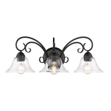 Golden 8606-BA3 BLK-CLR - Wry Lighting Homestead 3-light Vanity in Matte Black